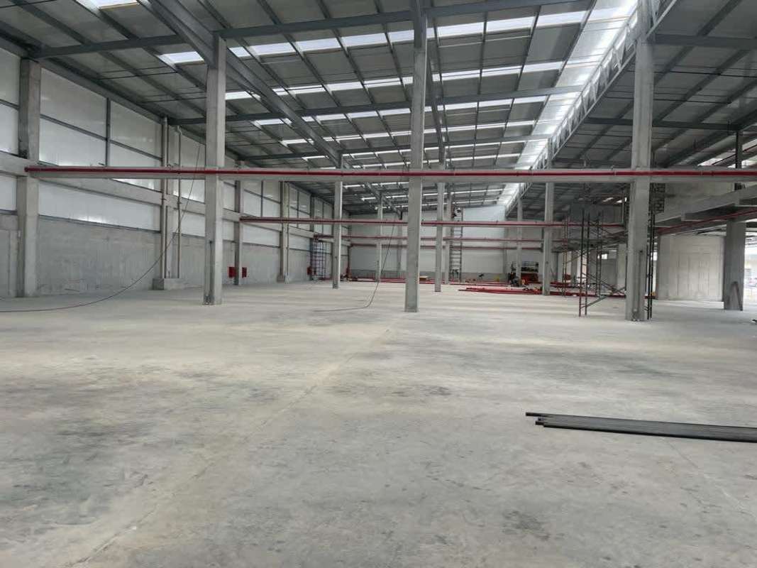 Spacious industrial interior with reinforced concrete flooring, open space and skylights in Panama