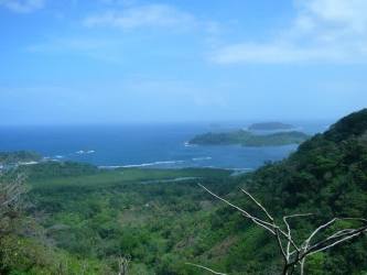 Dense tropical hillside landscape overlooking the Caribbean coast at Puerto Lindo