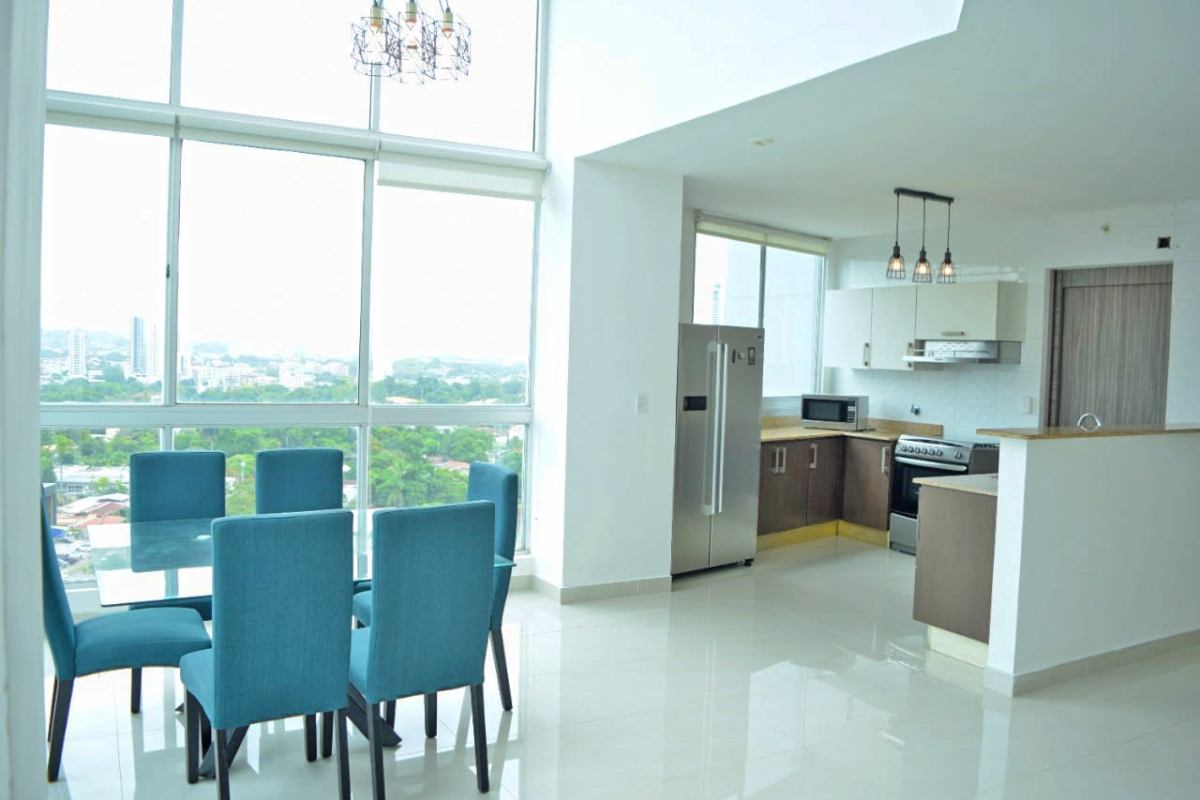 Modern kitchen with granite countertops and appliances in PH Park Loft Via Porras Panama City