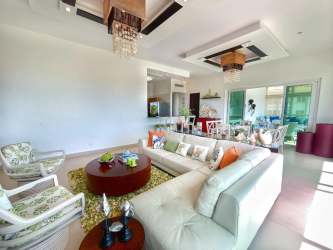 Open dining area with kitchen and ocean light Punta Barco Village Panama