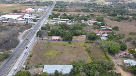 Panoramic aerial shot vacant land with highway exposure Penonomé Coclé