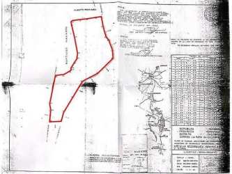 Technical boundary map showing farmland limits Calobre Veraguas Panama