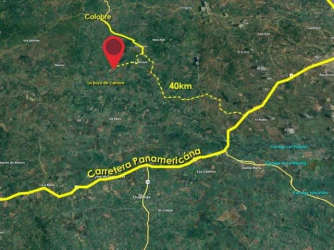 Map showing main highway access near farmland Calobre Veraguas Panama