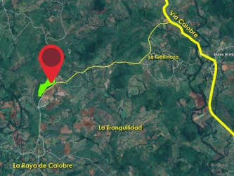 Satellite map pinning farmland location La Raya Calobre Veraguas Panama