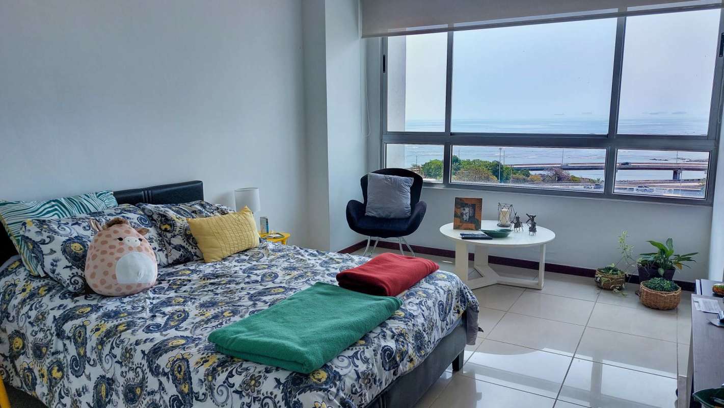 Large windows ocean view modern bedroom PH Cabomarzo Panama