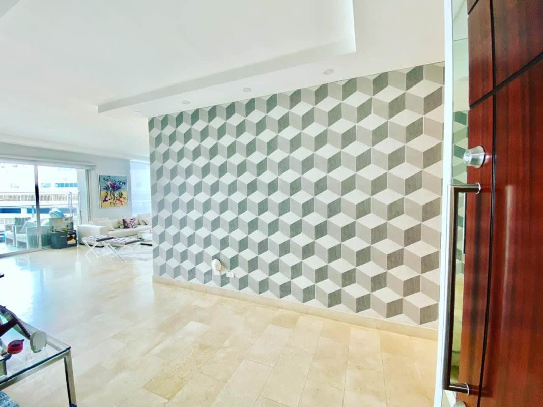 Spacious living dining room with balcony and ocean view Pacific Village Tower 2 Punta Pacifica Panama