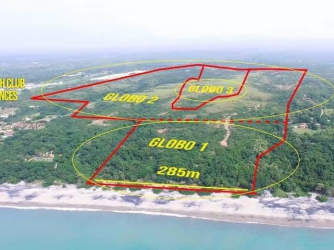 Panoramic aerial of oceanfront parcel for hotel or residential project in Panama
