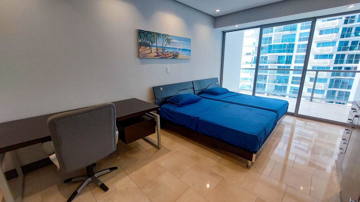 Large master bedroom ocean views apartment JW Marriott Panama