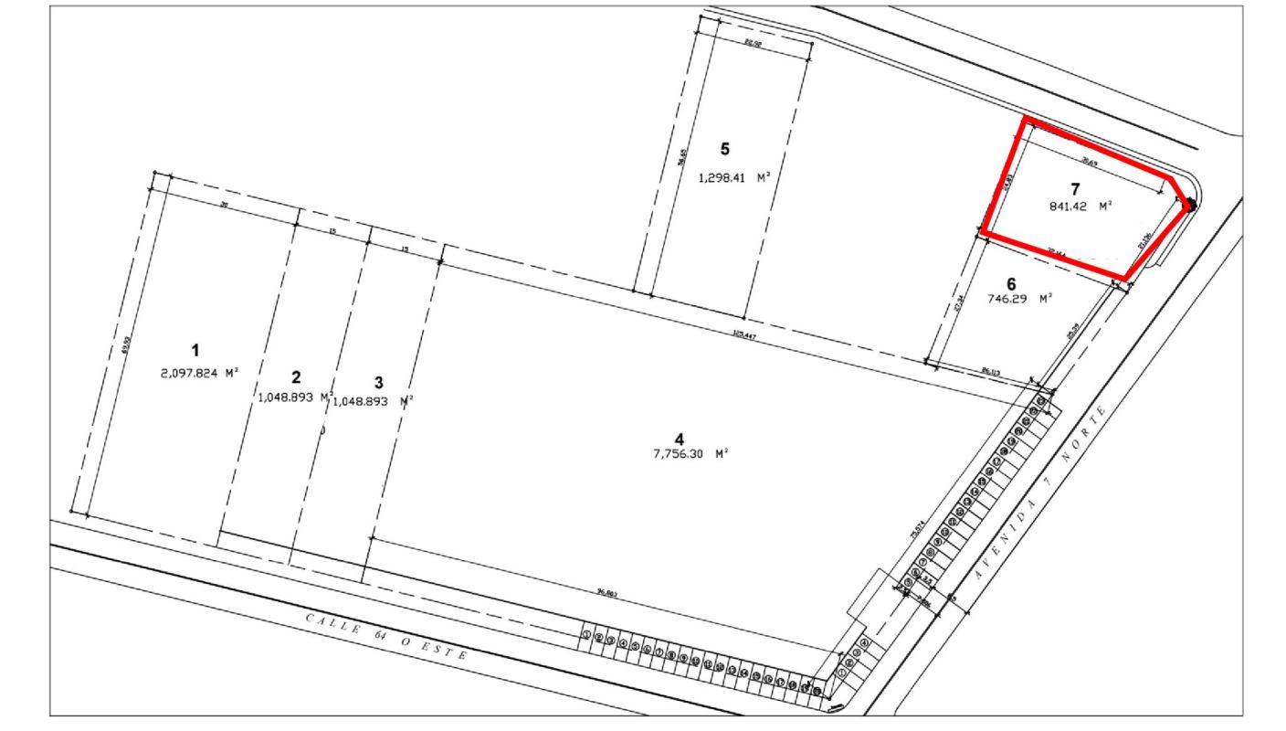 Architectural site plan of commercial land with multiple lots and warehouses in Los Ángeles Betania Panama