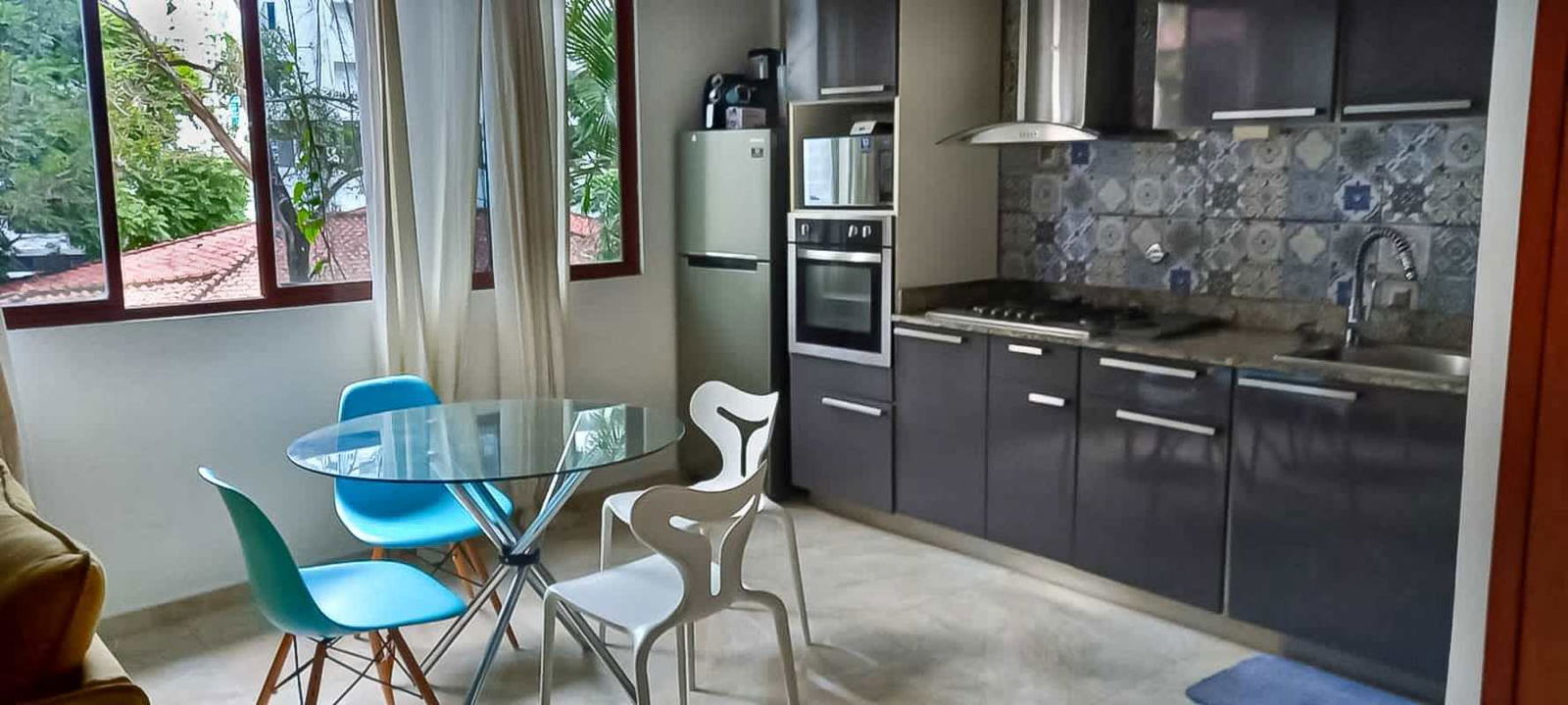 Indoor staircase with ceramic tiles and metal railing La Cresta Panama