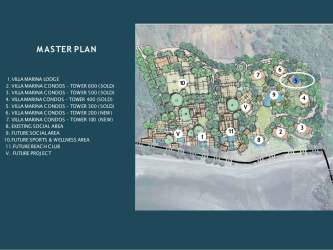 Master plan aerial of Villa Marina beach condos and villas Playa Venao Panama