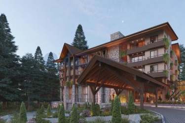 Multi-story mountain style resort property with balconies and nature view Boquete Mountain Estate Panama