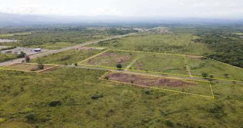 Lush green mountain backdrop scenery from large vacant parcel on Pan-American Highway near Boquete Panama