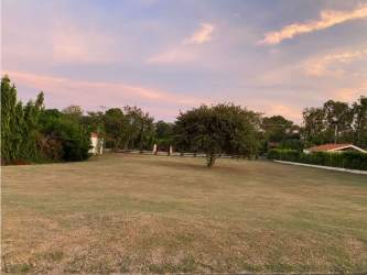 Flat residential lot with mature trees and green lawn for sale Punta Barco Village San Carlos Panama