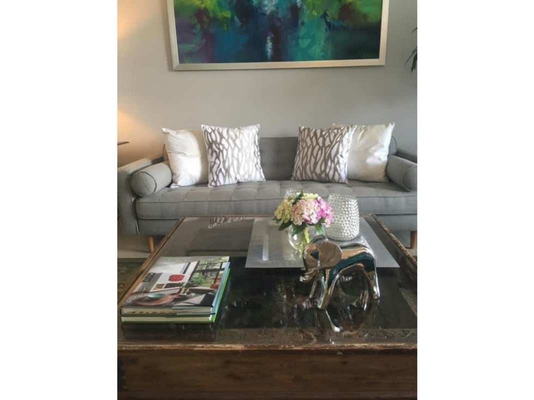 Elegant bathroom with glass shower, modern sink and fixtures in PH San Francisco Bay