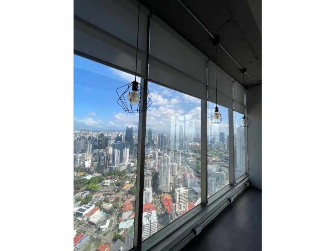 Large open plan industrial office with skyline view in PH BICSA Financial Center Panama