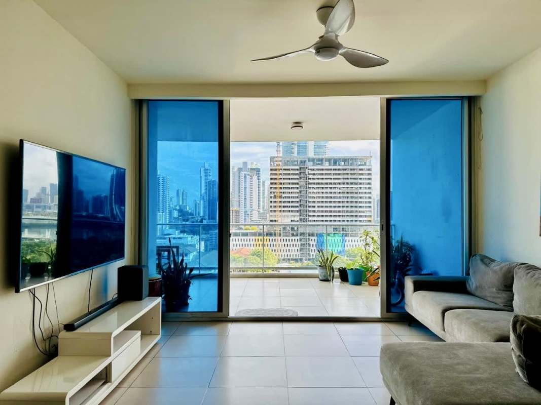 Bathroom with enclosed glass shower and modern sink in PH Destiny Tower Panama City