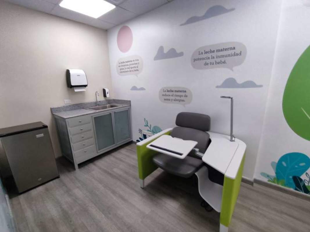 Private breastfeeding and nursing room with sink refrigerator seating commercial property Panama City