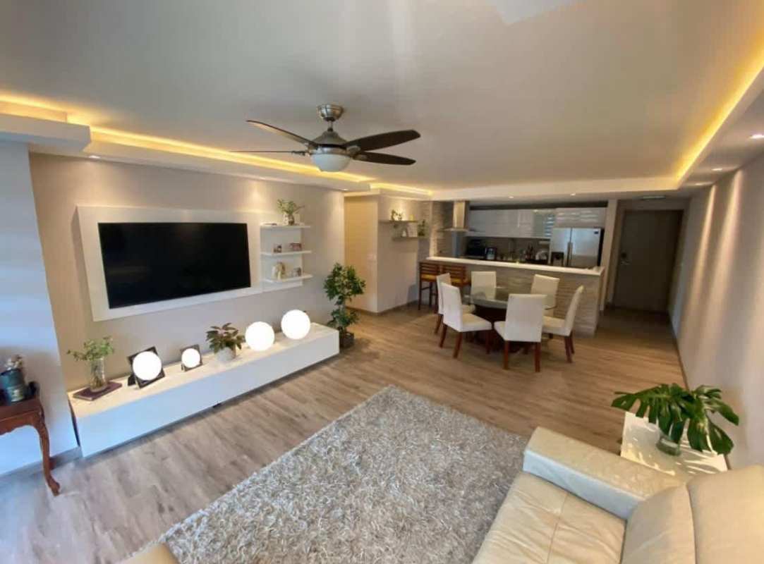 Spacious open living and dining area with natural light Obarrio Panama
