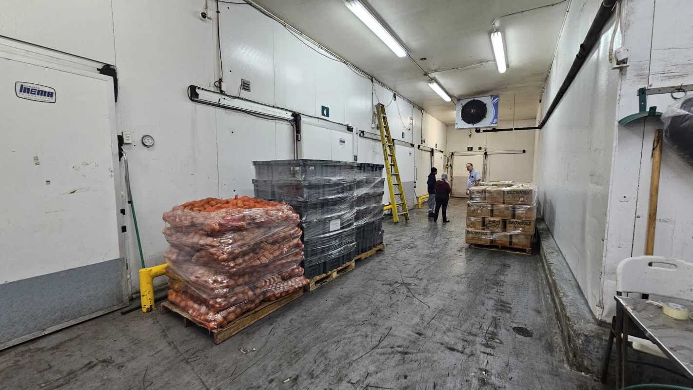 Interior view of walk-in refrigeration inside commercial warehouse Panama City