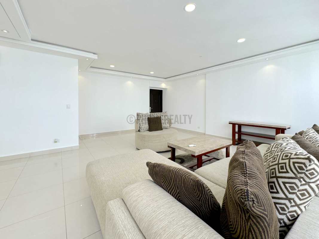 Modern dining room with panoramic windows in PH Riverside Costa del Este Panama