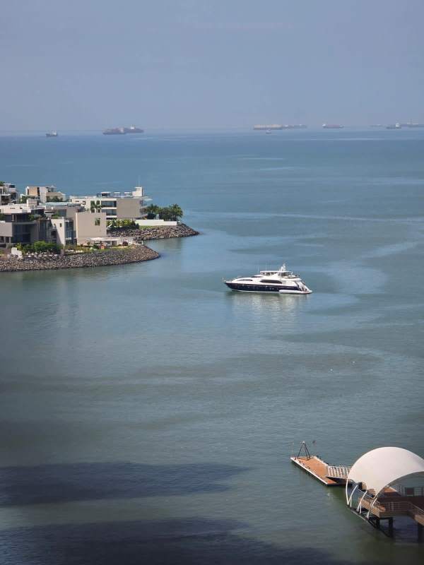 Modern minimalist bathroom floating vanity glass shower PH Q Tower Panama