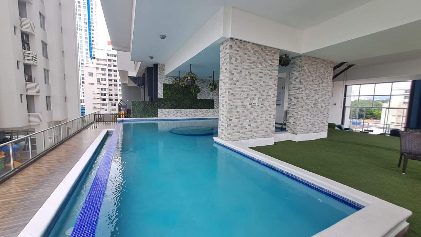 Kids playground area fenced at PH Quartier San Francisco condo Panama