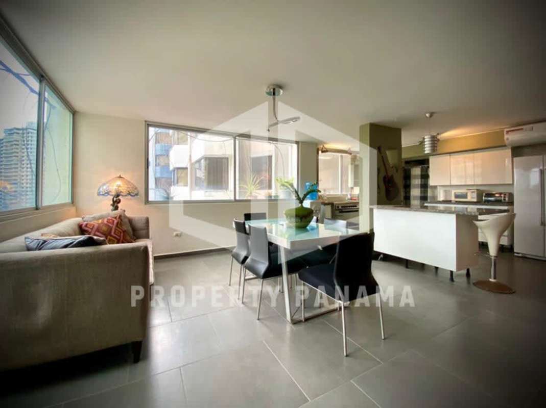 Open concept spacious dining and living area in PH La Joya apartment Punta Paitilla Panama