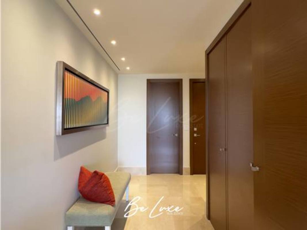 High-end bathroom with double sinks and walk-in shower in Santa Maria penthouse Panama