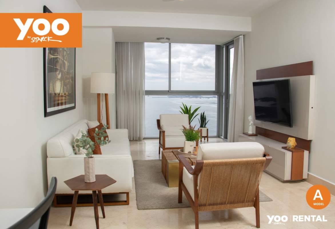 Bedroom with panoramic ocean view, balcony access in PH Yoo Panama