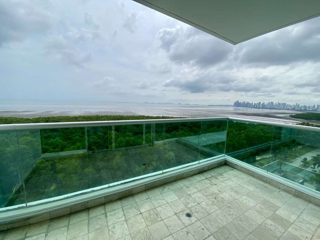 Large terrace with Pacific Ocean views at PH Ocean Two Costa del Este Panama