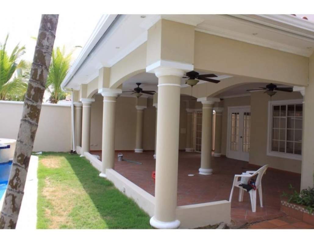 Luxury bathroom with corner bathtub double sinks large mirror at Costa Azul Costa del Este Panama