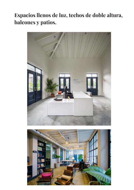 Bright lobby with high ceilings and modern design in historic colonial building Casco Viejo