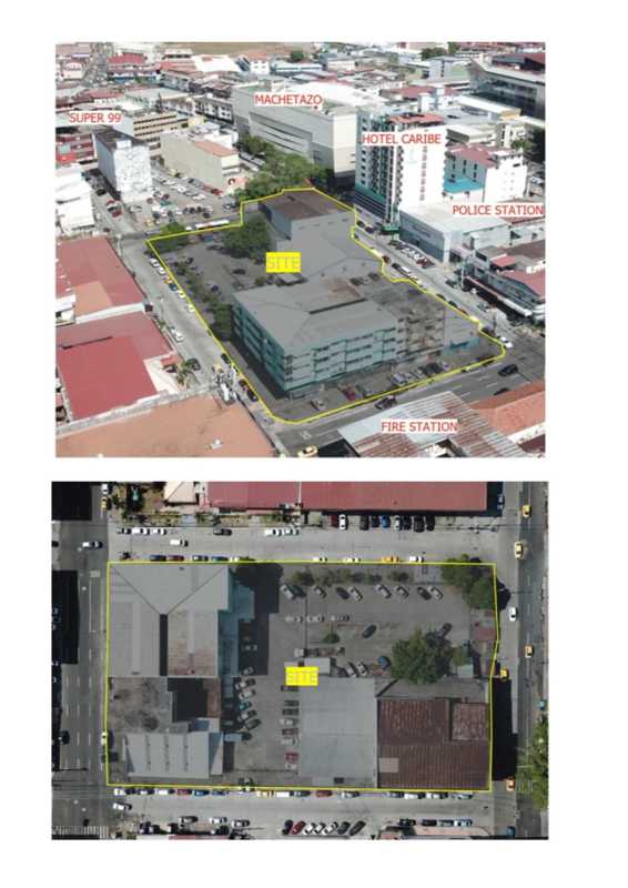 Aerial of Panama facial skyline, ocean proximity, highlighted mixed-use land in Exposición area ideal for investment
