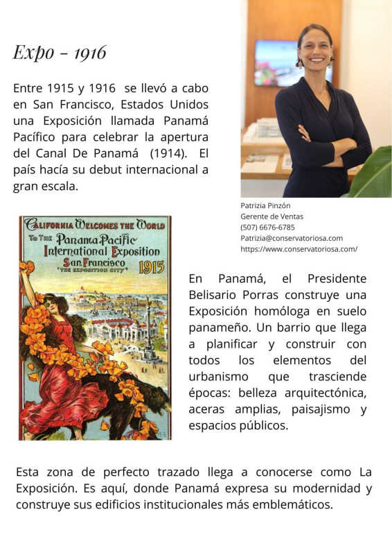 Real estate professional at sales office in Panama City promoting Exposición investment opportunity