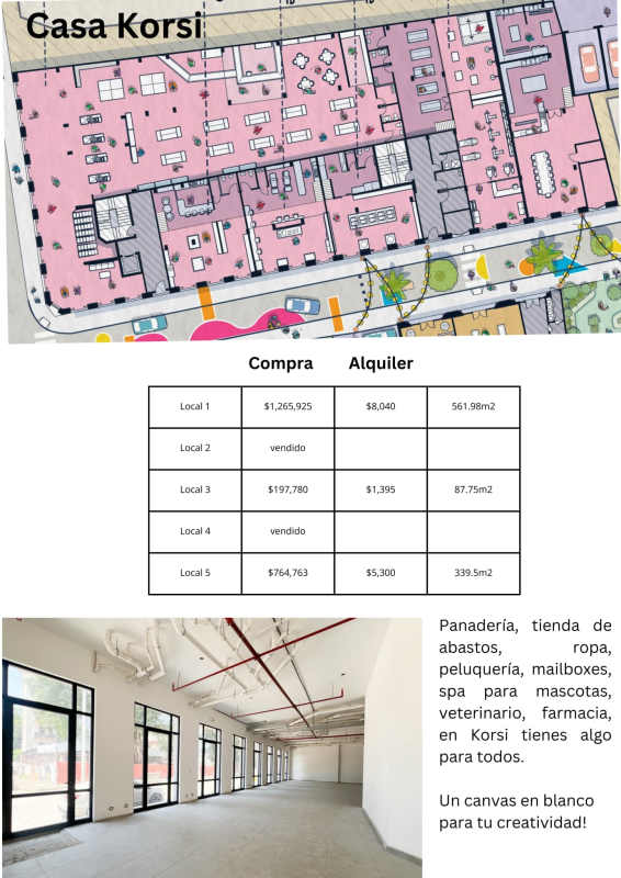 Open layout commercial retail shell space with windows and concrete floors in Santa Ana Casco Viejo