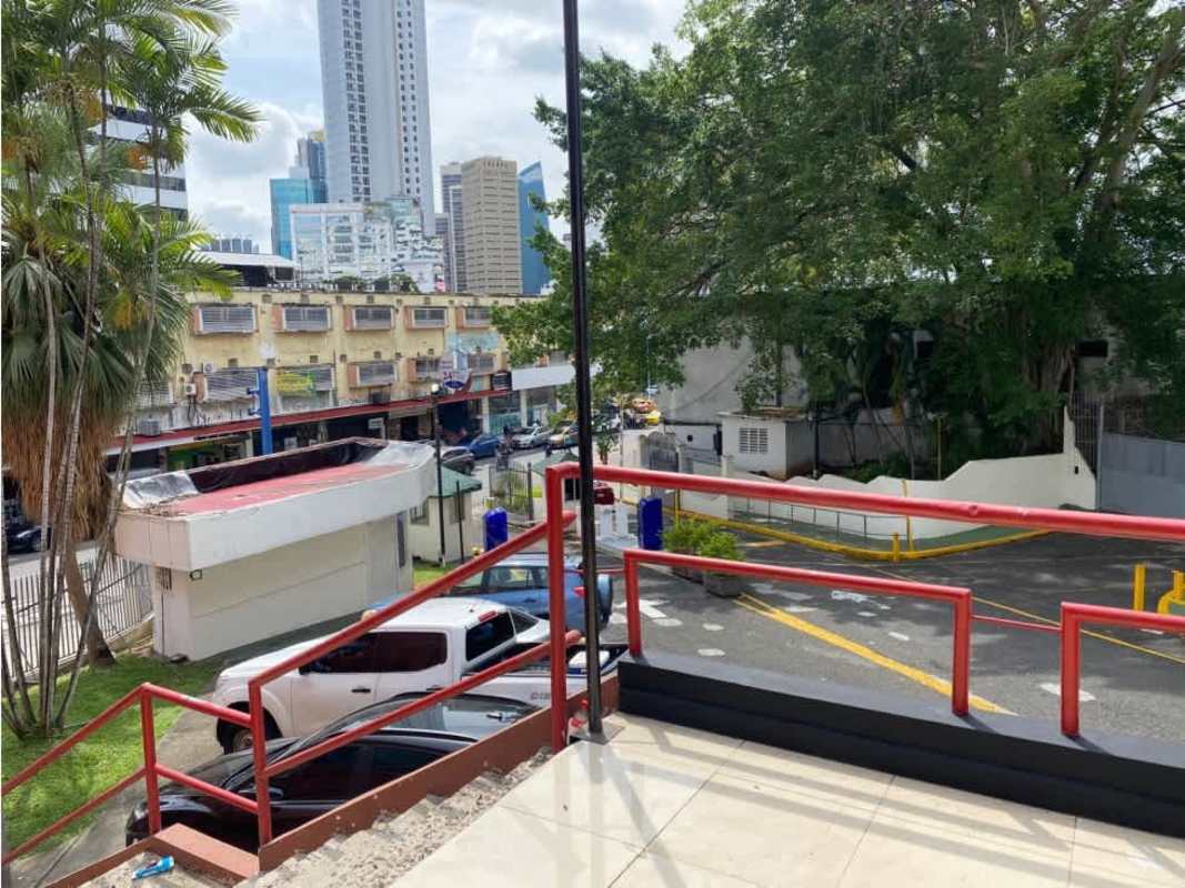 Urban skyline and cityscape behind commercial area near Hotel El Panama on Via Veneto