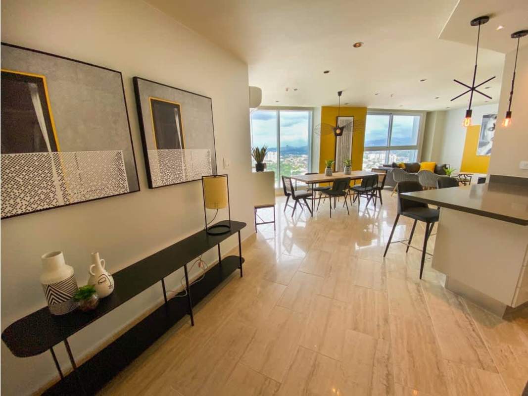 Contemporary open living-dining with city views at The Park Costa del Este