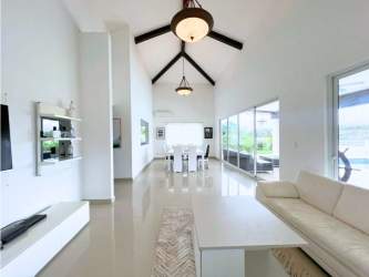 Modern furnished kitchen with granite countertops, appliances inside PH Malibu Nueva Gorgona