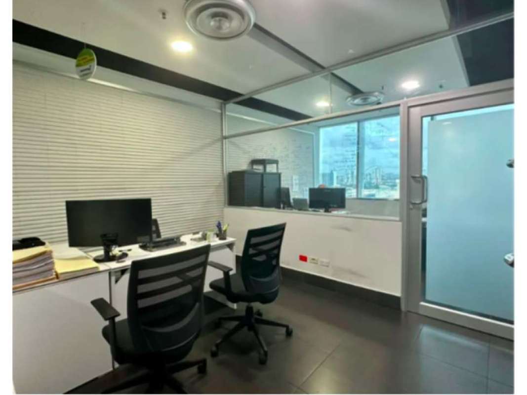 Executive private office with floor-to-ceiling window glass walls Panama City