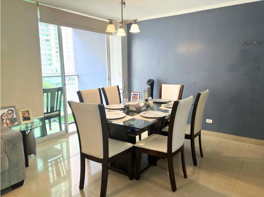 Dining area with glass table and balcony access PH Pijao Costa del Este Panama