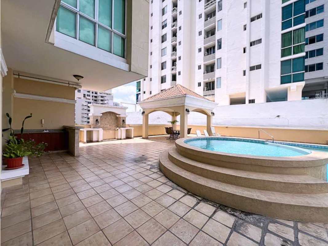 Aerial view of Panama City skyline, residential areas, green spaces near PH Portofino San Francisco