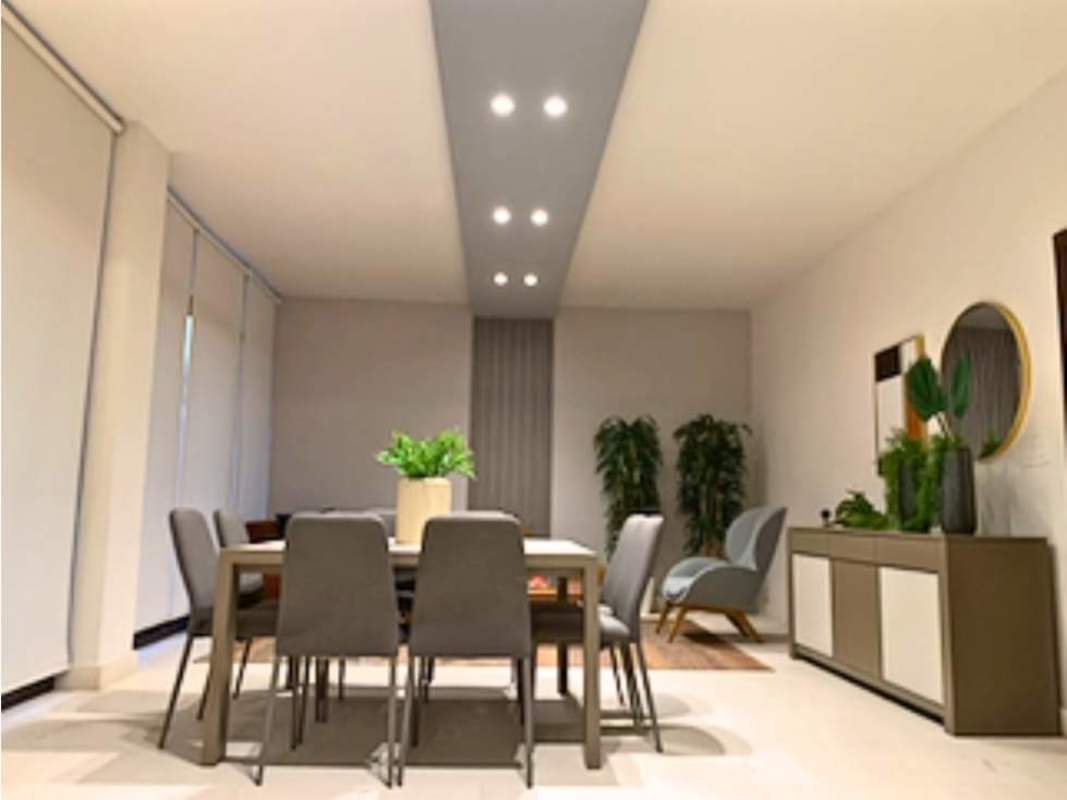 Contemporary dining room with accent wall modern table and walls in Mareas Beach Club Coronado Panama