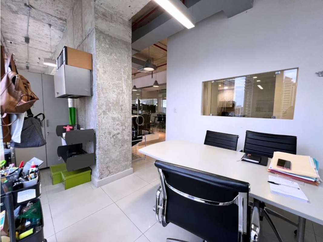Private enclosed office room with large windows and city skyline views in PH Sortis Tower Obarrio Panama
