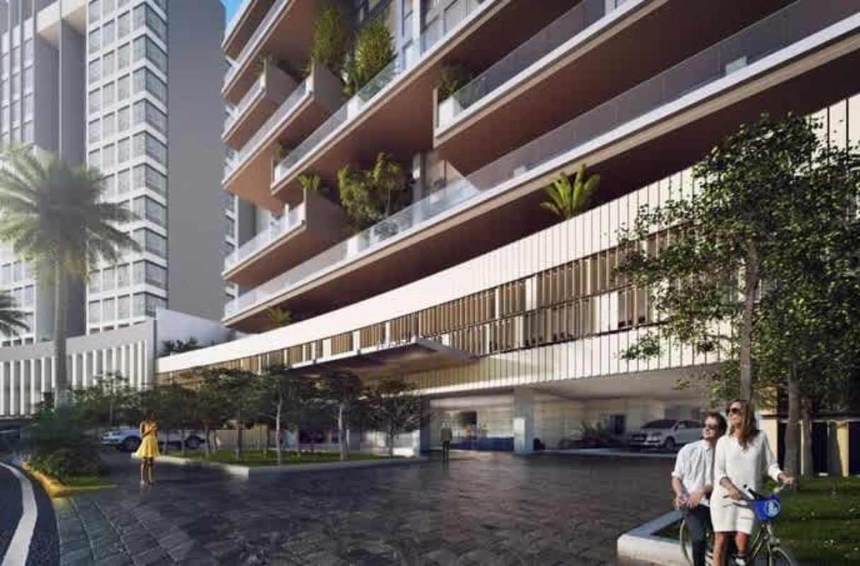 Contemporary design glass & concrete PH Allegra residential tower in Santa María Golf Panama