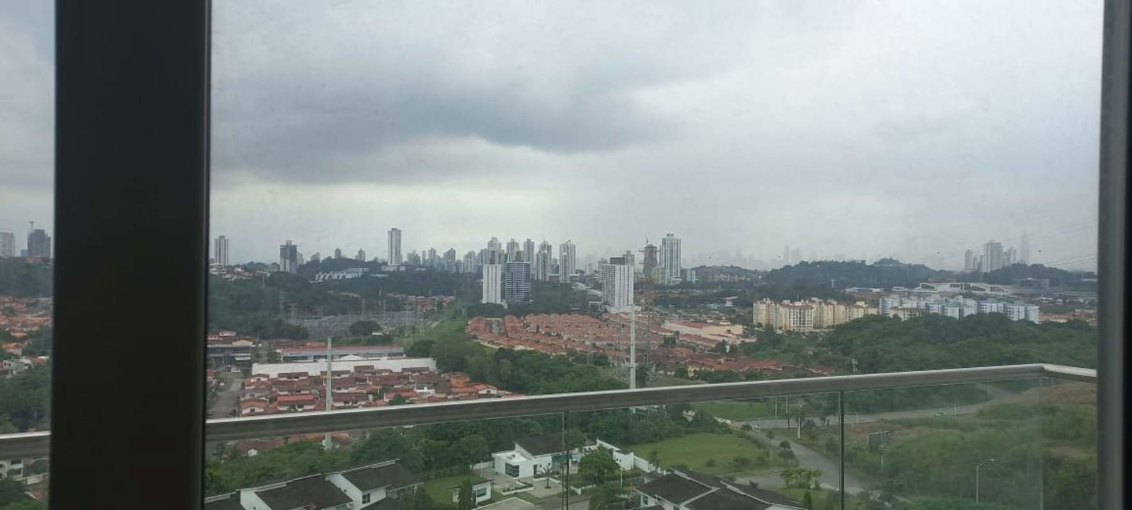 City skyline panorama from condo floor window PH 4 Horizontes Altos de Panama