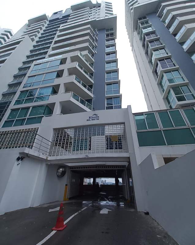 Contemporary bathroom with glass shower enclosure and accent mosaic tile in PH El Mare Panama City
