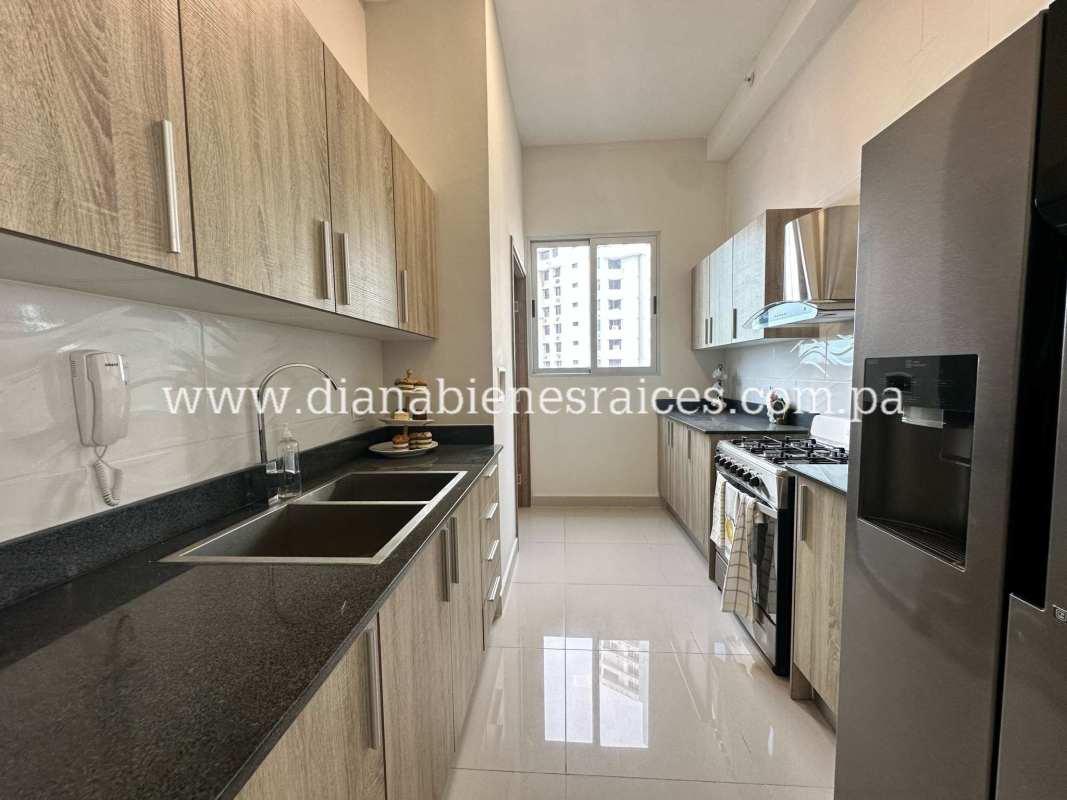 Contemporary dining area adjacent to bright living room in PH Hato Pintado Panama