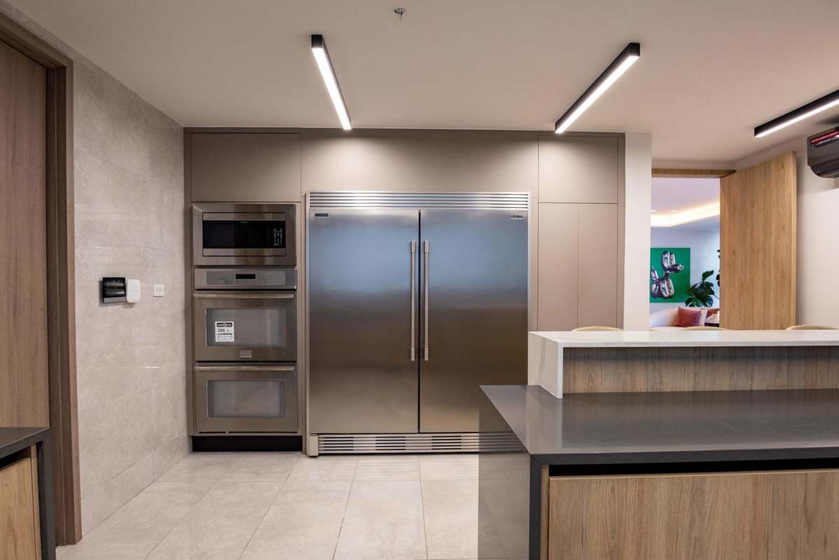 Luxury kitchen with granite countertops stainless appliances Punta Paitilla Penthouse