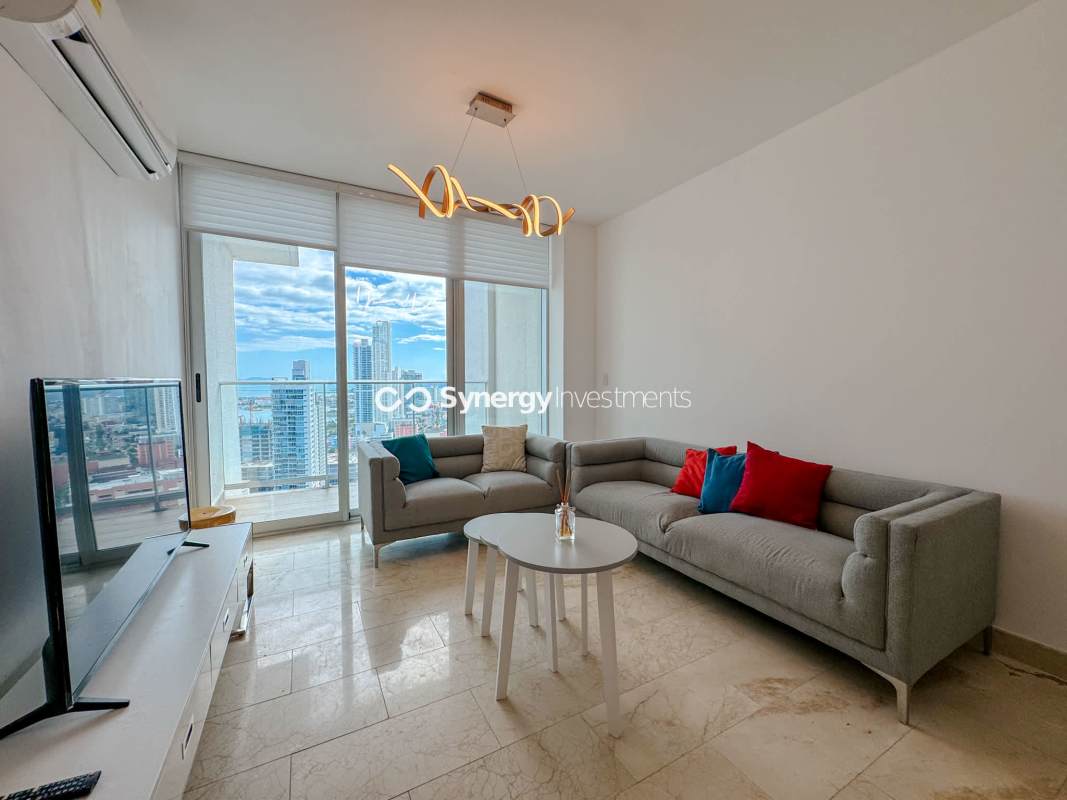 Spacious living and dining area with city views, marble floors, floor-to-ceiling windows in PH Dynasty Residences Bella Vista